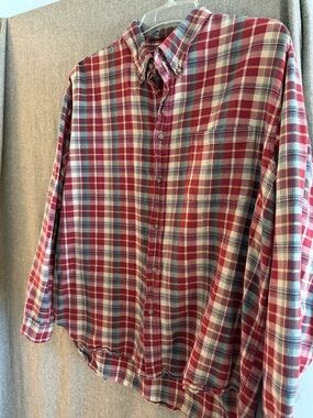 Preswick & Moore Burgundy and Blue Plaid Button-Down Shirt
